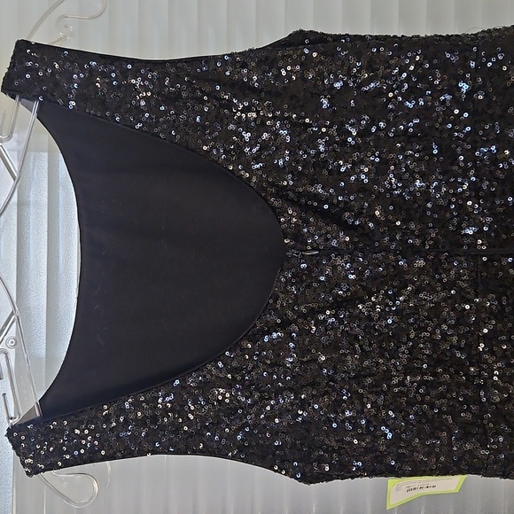 Size 10 (tag M) black/silver sleeveless sequin sheath style evening gown NWOT - Picture 8 of 11